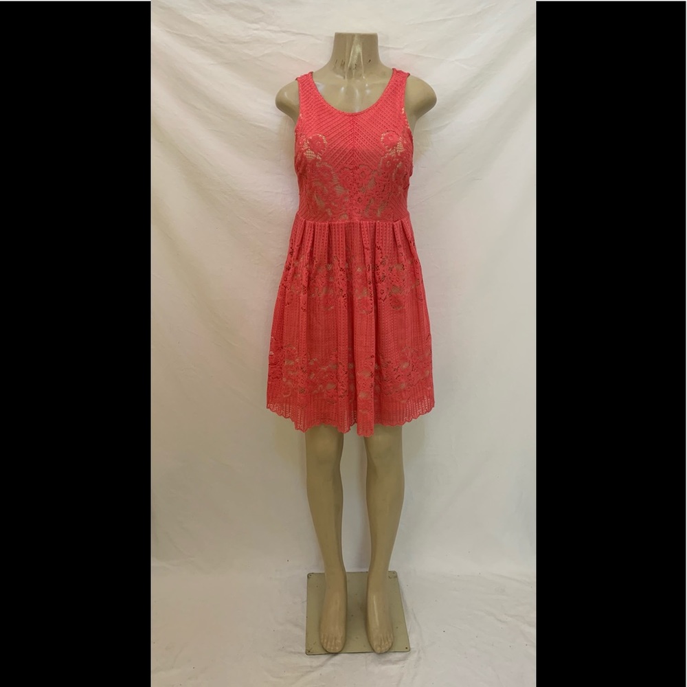 Free People Size XL Coral Color Lace Skater Dress